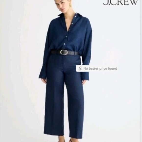 J. Crew Pants - J. Crew Navy  Sydney wide-leg pant in bi-stretch cotton Size 4